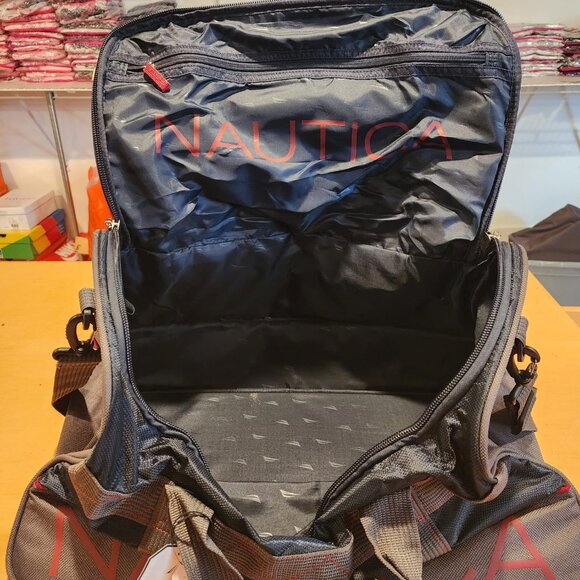 Nautica Dockside 22" Duffle Bag🔥New Large Bag w/ Shoulder Strap Dark Grey/Navy - Picture 7 of 9